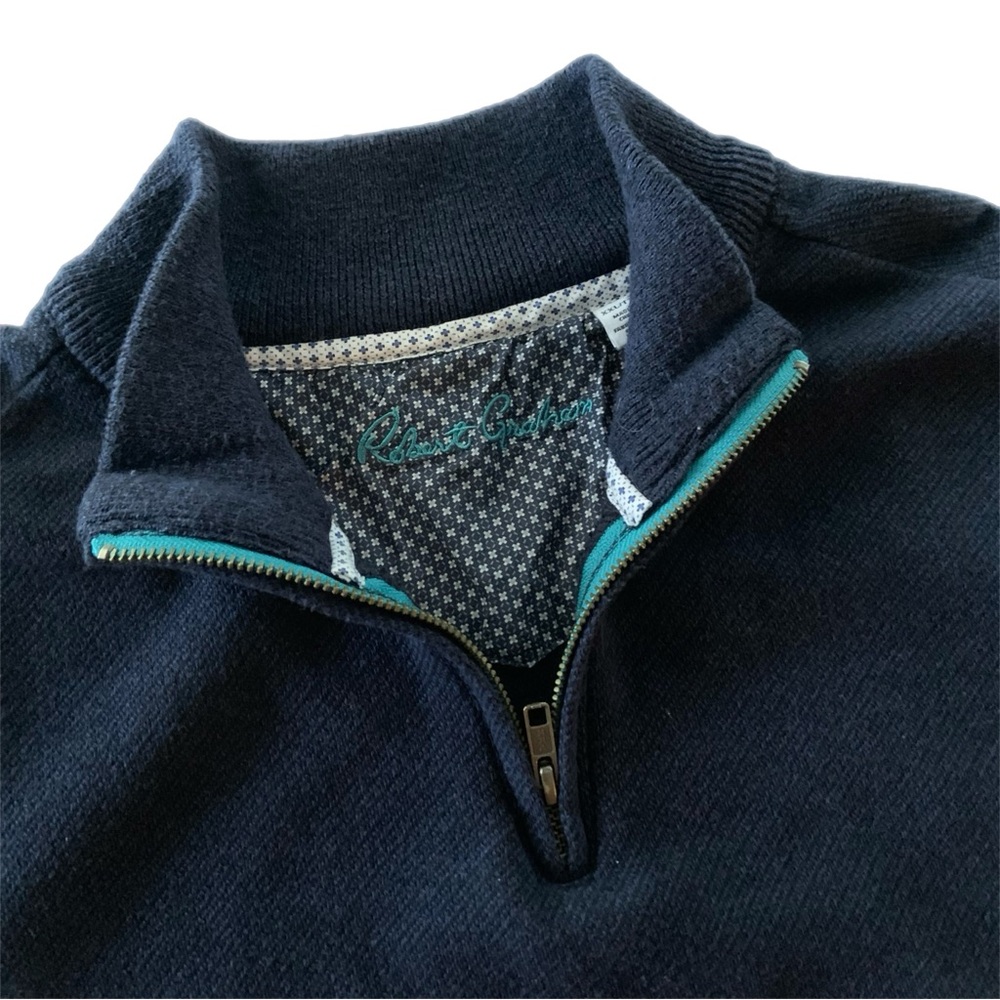 Robert Graham Deep Blue Zip-Up Sweater - Picture 2 of 6